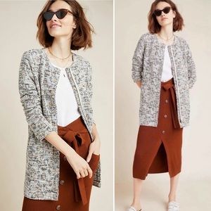 Anthropologie Dolan Abstract Leopard Print Longline Tweed Blazer Light Jacket